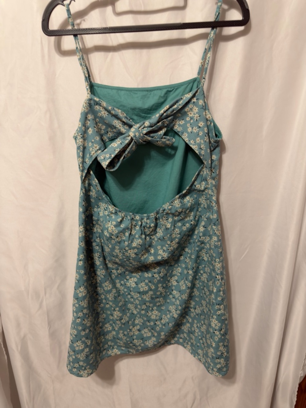 American Eagle Daisy Floral Tie back Dress cotton linen blend size Large - Picture 8 of 13